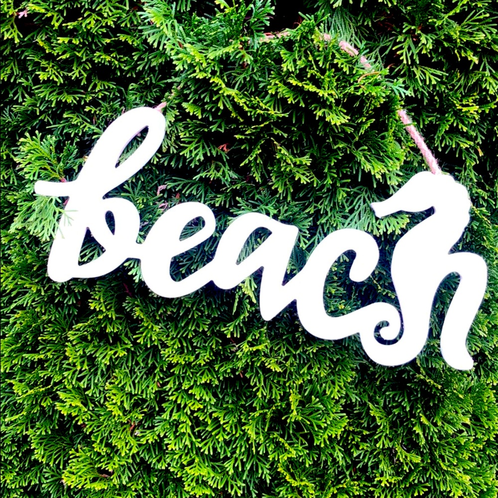 Beach.  Seahorse.  Wall hanger with rope.